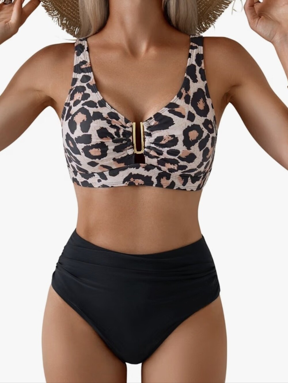 NEW / NWT Eomenie Bikini Set High Waisted Two Piece Bathing Suit U Wired V Neck